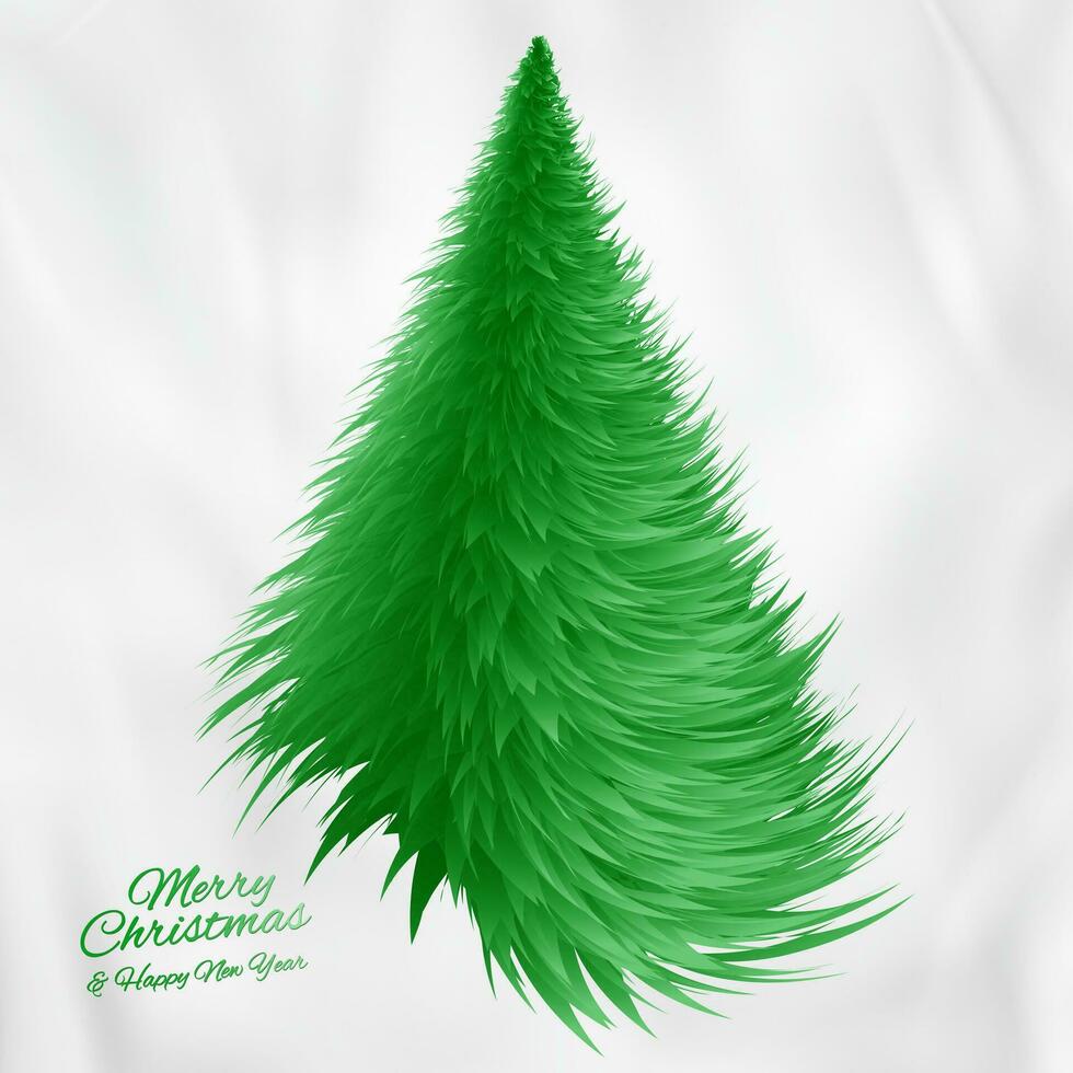 jul träd hälsning kort, på grå abstrakt bakgrund. vektor