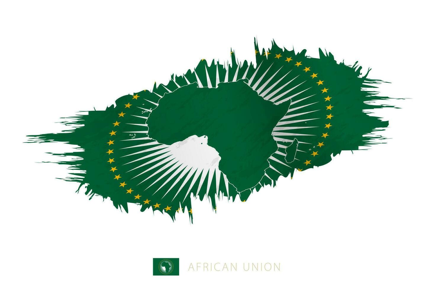 målad penseldrag flagga av afrikansk union med vinka effekt. vektor