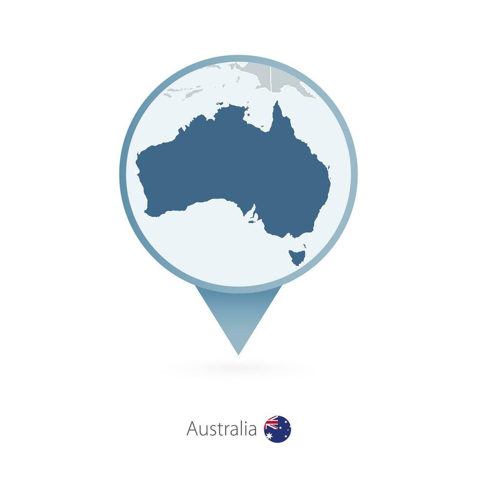 Karta stift med detaljerad Karta av Australien och angränsande länder. vektor