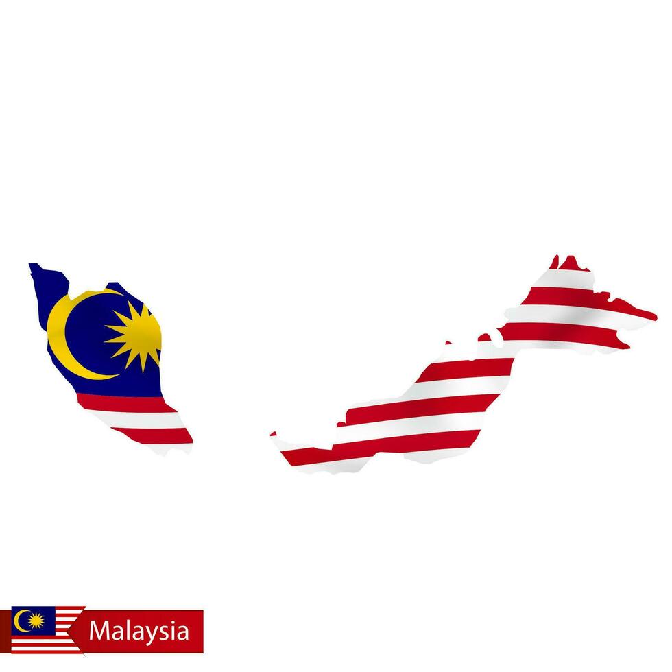 Malaysia Karte mit winken Flagge von Land. vektor