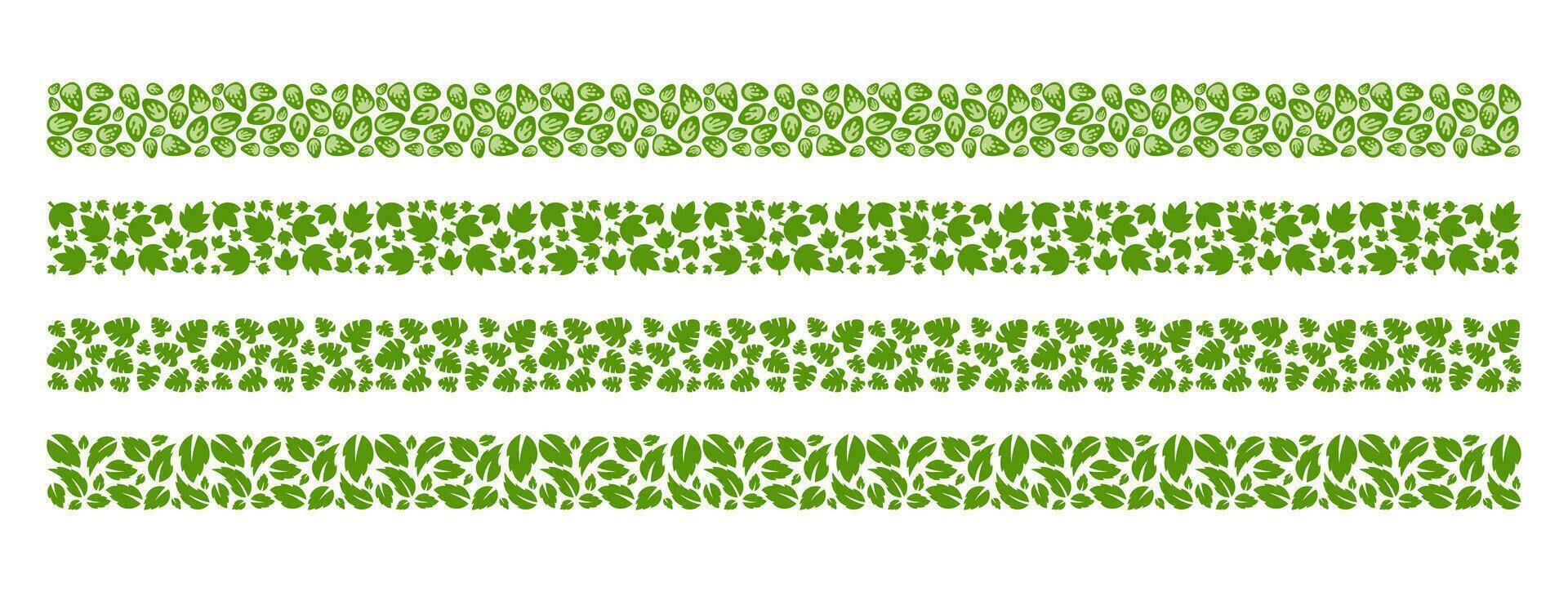 samling av natur växt lövverk löv vektor rand gräns mönster sömlös för vektor design dekoration