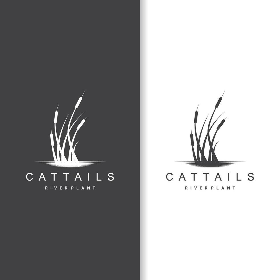 bäck och cattail flod logotyp, enkel minimalistisk gräs design för företag varumärke vektor