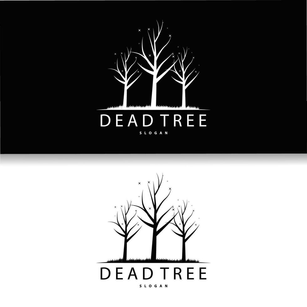 torr träd logotyp, död- träd växt design vektor silhuett illustration mall