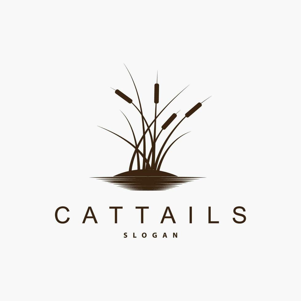 bäck och cattail flod logotyp, enkel minimalistisk gräs design för företag varumärke vektor