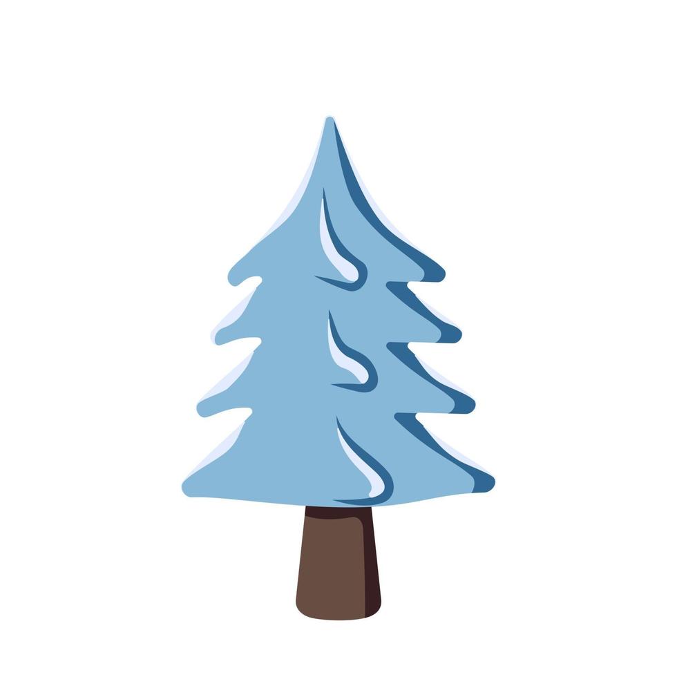 blauer Weihnachtsbaum im Schnee. festliche Dekoration für das neue Jahr vektor