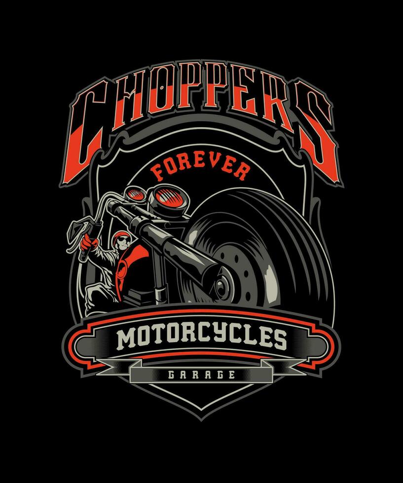 choppers evigt motorcyklar årgång vektor t-shirt design