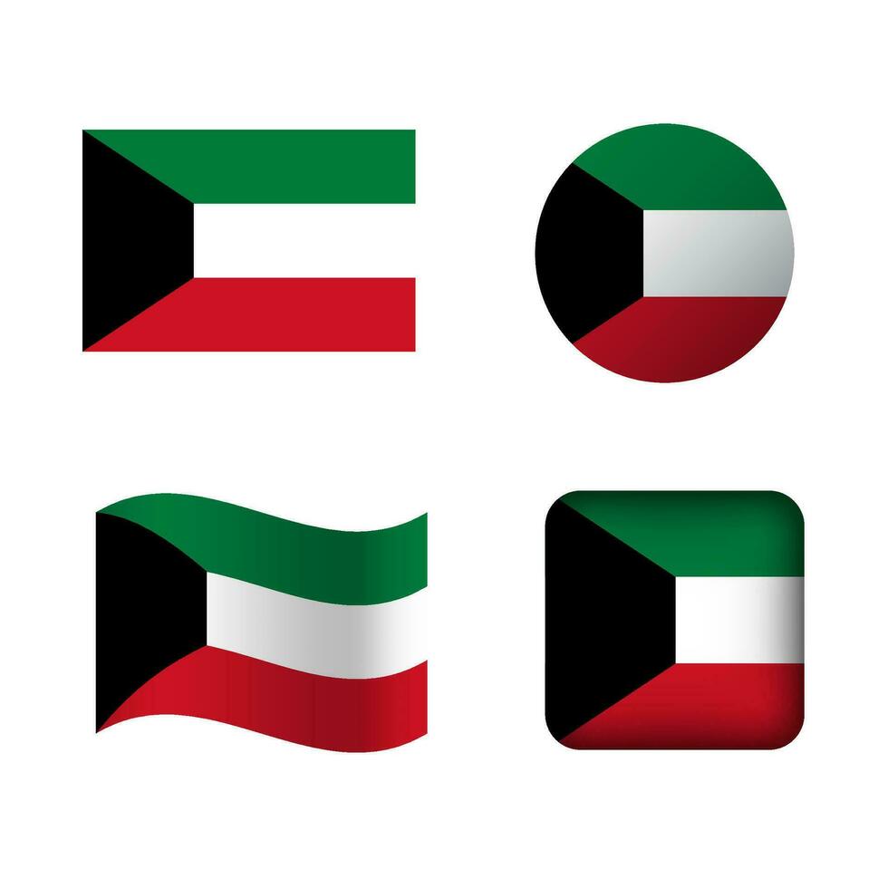 Vektor Kuwait National Flagge Symbole einstellen