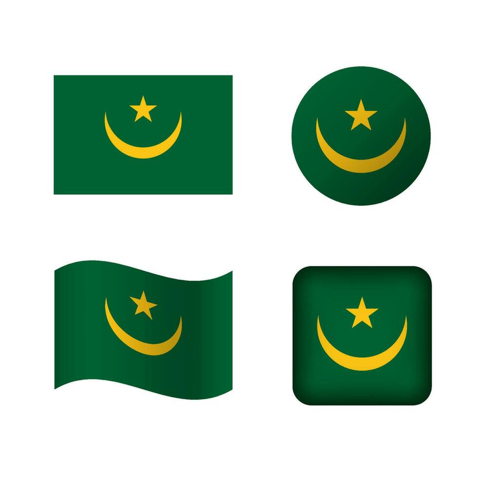 vektor mauretanien nationell flagga ikoner uppsättning