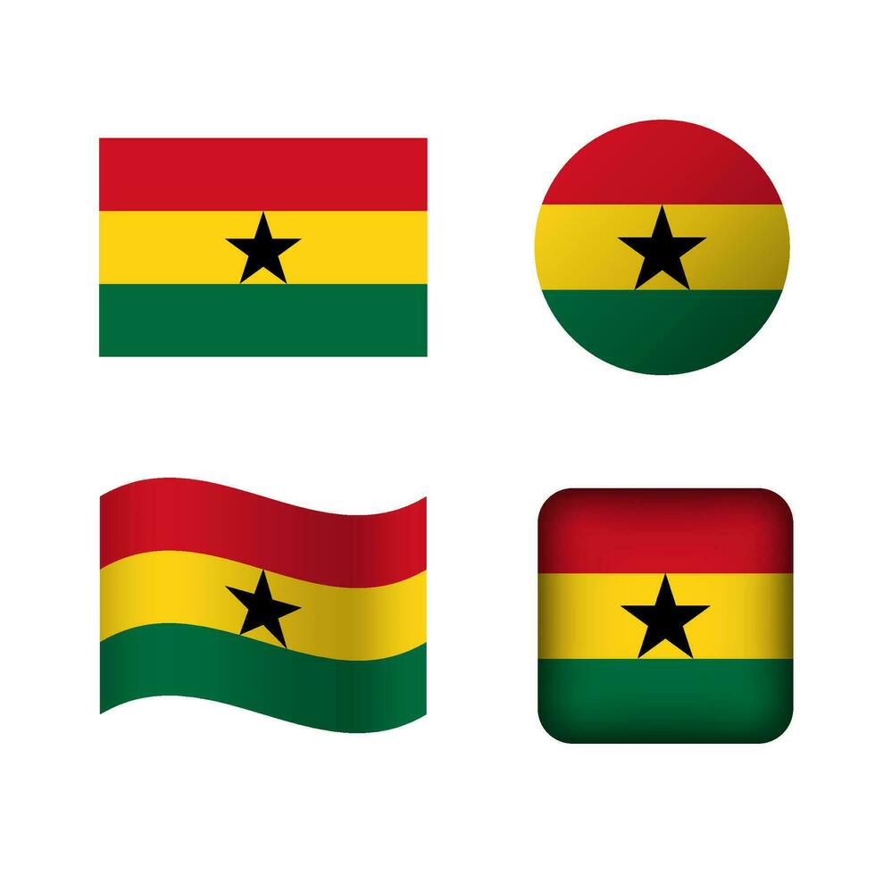 vektor ghana nationell flagga ikoner uppsättning