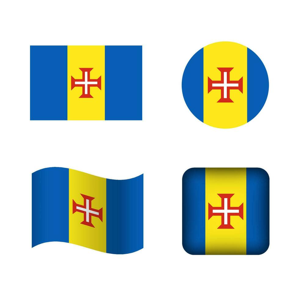 vektor madeira nationell flagga ikoner uppsättning