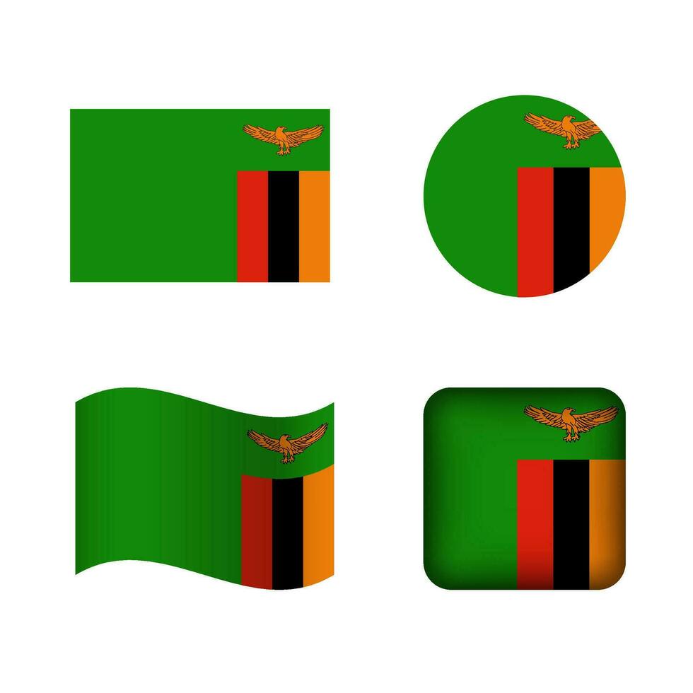 vektor zambia nationell flagga ikoner uppsättning