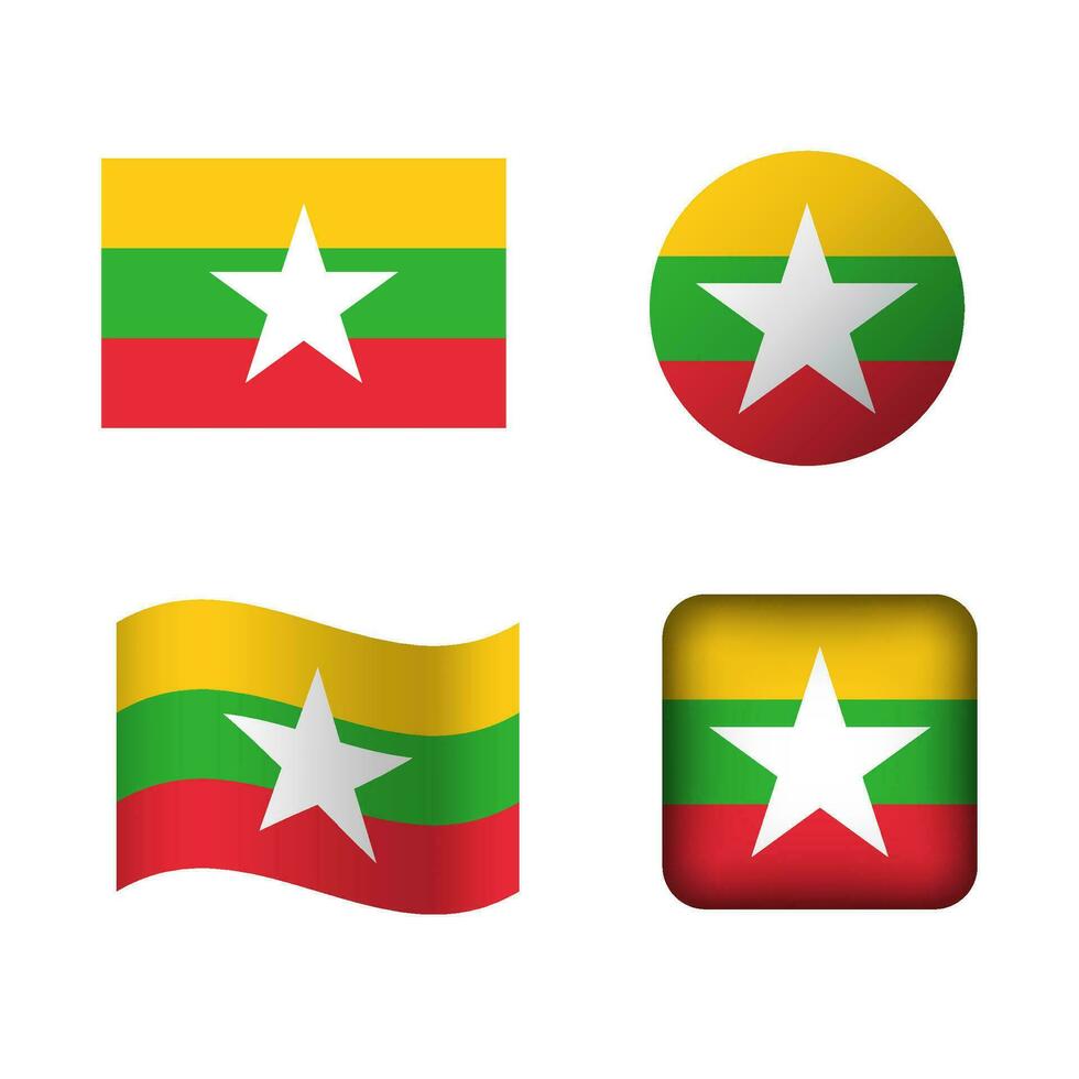 vektor myanmar nationell flagga ikoner uppsättning
