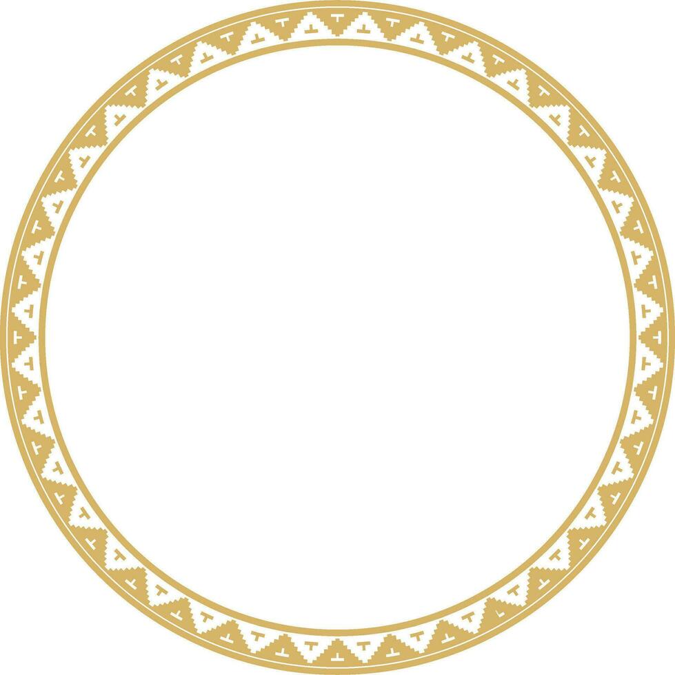 vektor guld runda byzantine gräns, ram. cirkel grekisk mönster, teckning av de östra roman imperium. dekoration av de ryska ortodox kyrka