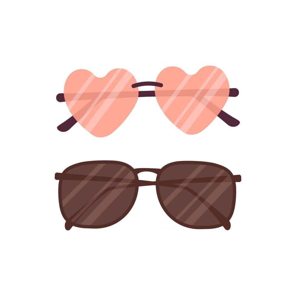 Symbol für weibliche und männliche Sonnenbrillen. Sonnenschutzartikel für den Sommer vektor