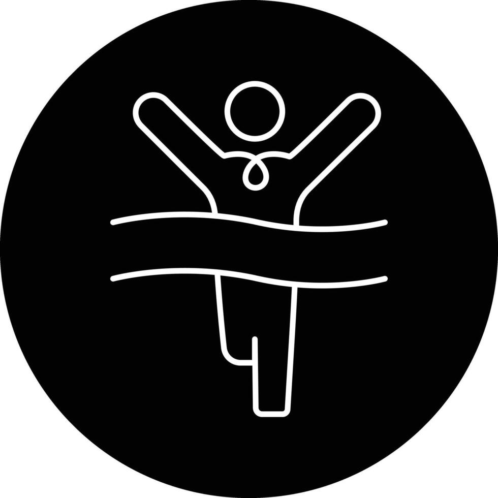 ein Symbol illustrieren ein Athlet brechen durch ein gewinnen Band, Darstellen ein gewinnen laufen, Erfolg, und ein Sieg Sprint. vektor