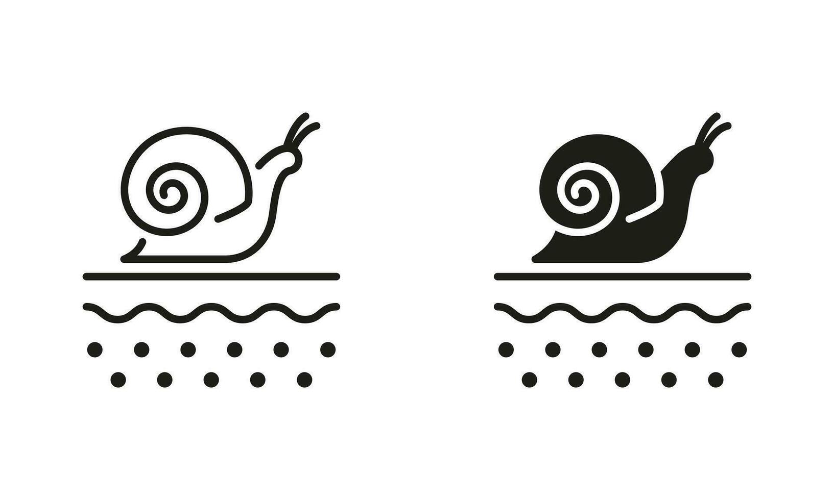 kosmetisch mit Schnecke zum Haut Linie und Silhouette schwarz Symbol Satz. Natur Kollagen Produkt zum Haut Behandlung. Wendel organisch Zutat zum Gesicht Pflege Symbol Sammlung. isoliert Vektor Illustration.