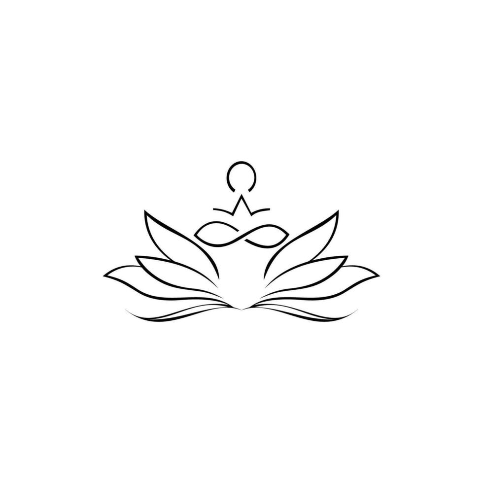 Mensch Yoga mit Lotus Logo. Symbol Vektor Design Vorlage im Weiß Hintergrund.