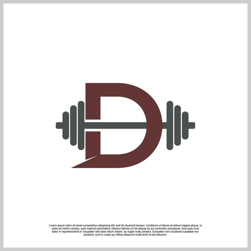 Brief Fitnessstudio mit Barbe Logo Design Vorlage einzigartig Konzept Prämie Vektor