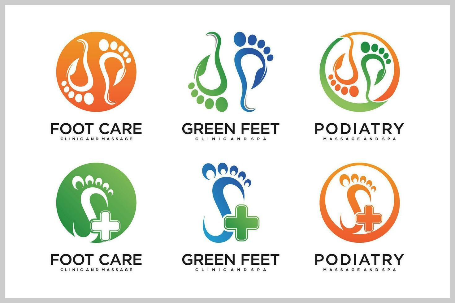 uppsättning bunt podiatry zonterapi logotyp design unik begrepp premie vektor