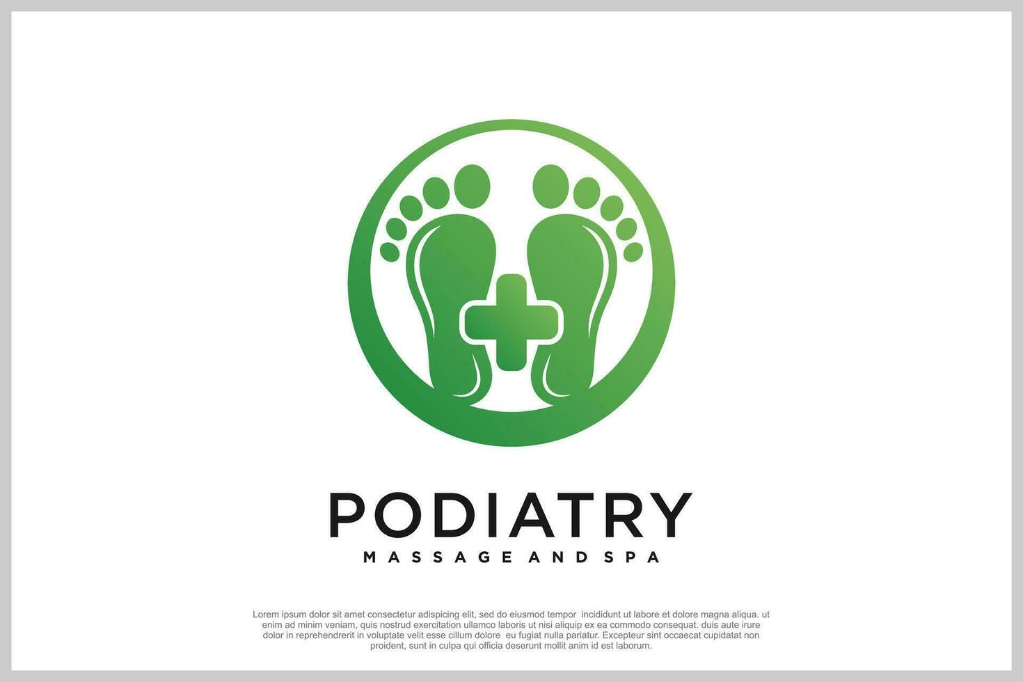 zonterapi logotyp design med podiatry och fot klinik unik begrepp premie vektor