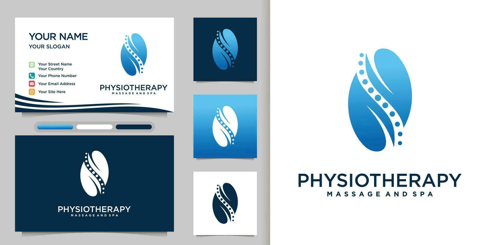 Physiotherapie Logo Design Vorlagen kreativ Konzept Prämie Vektor