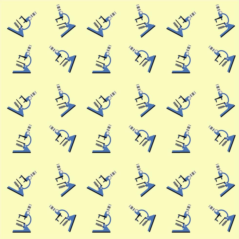 sömlös mönster med tecknad serie mikroskop. makro förstoring verktyg för experimentera vektor