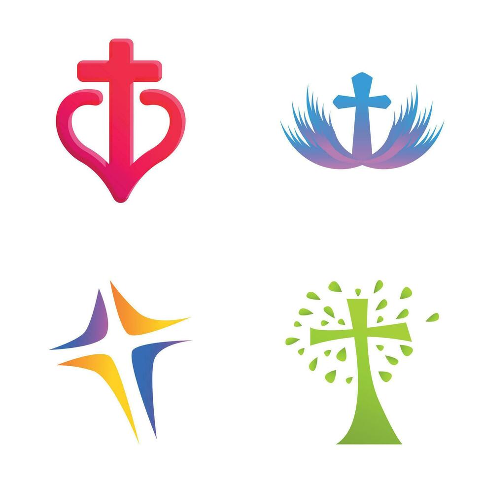 Christian Kreuz Symbole einstellen Karikatur Vektor. religiös Christian Symbol vektor