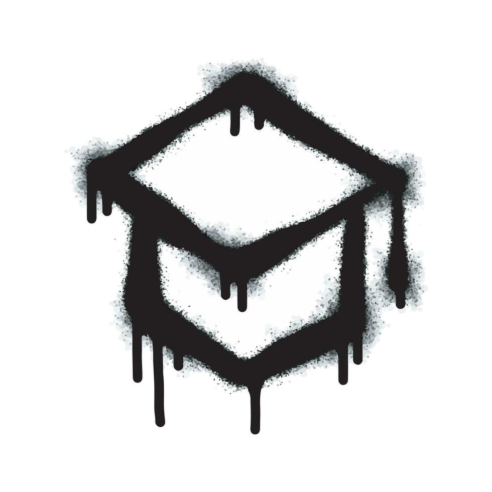 sprühen gemalt Graffiti Abschluss Hut sprühen Symbol isoliert auf Weiß Hintergrund. Graffiti Abschluss Deckel Symbol mit Overspray im schwarz auf Weiß. Vektor