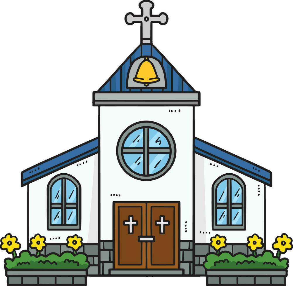 kristen kyrka tecknad serie färgad ClipArt vektor