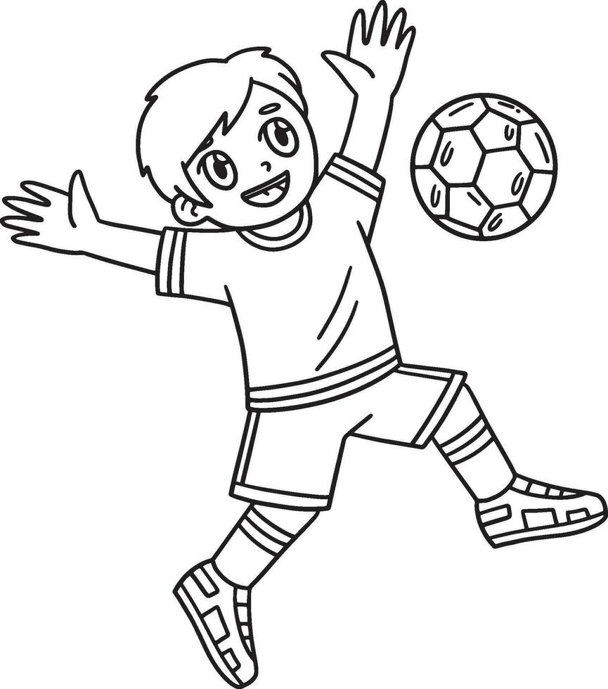 Junge hüpfen Fußball Ball aus seine Truhe isoliert vektor