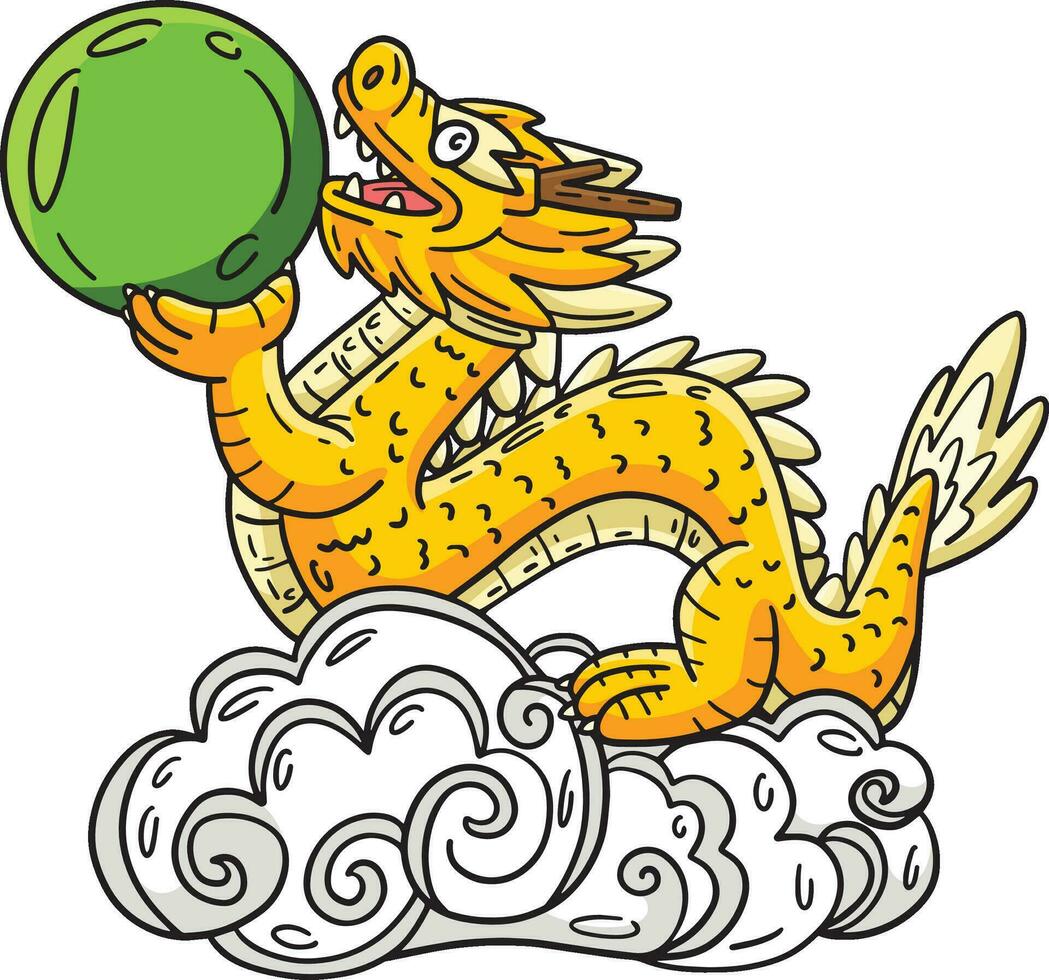 Jahr von das Drachen mit Jade Kugel Karikatur Clip Art vektor