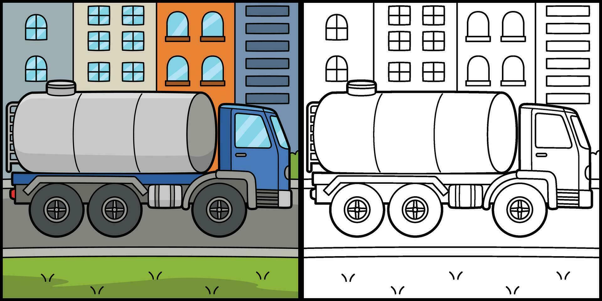 Wasser LKW Färbung Seite farbig Illustration vektor