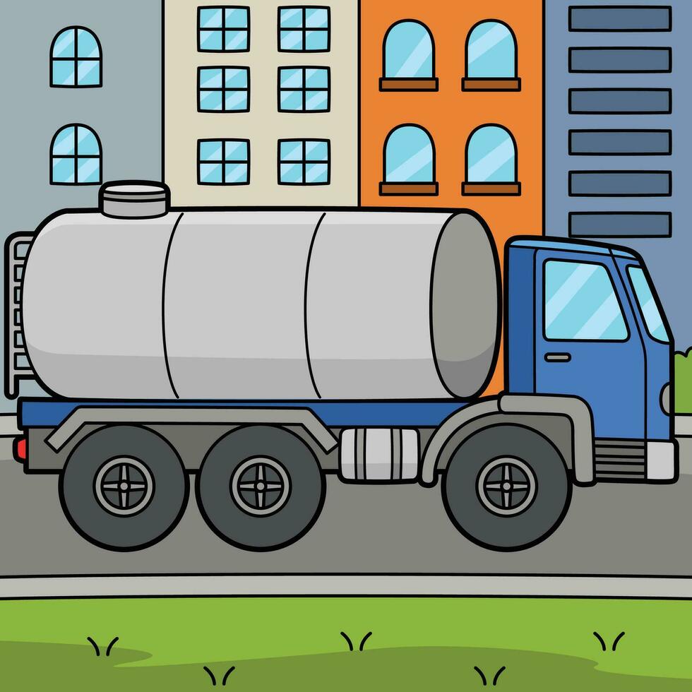 Wasser LKW farbig Karikatur Illustration vektor