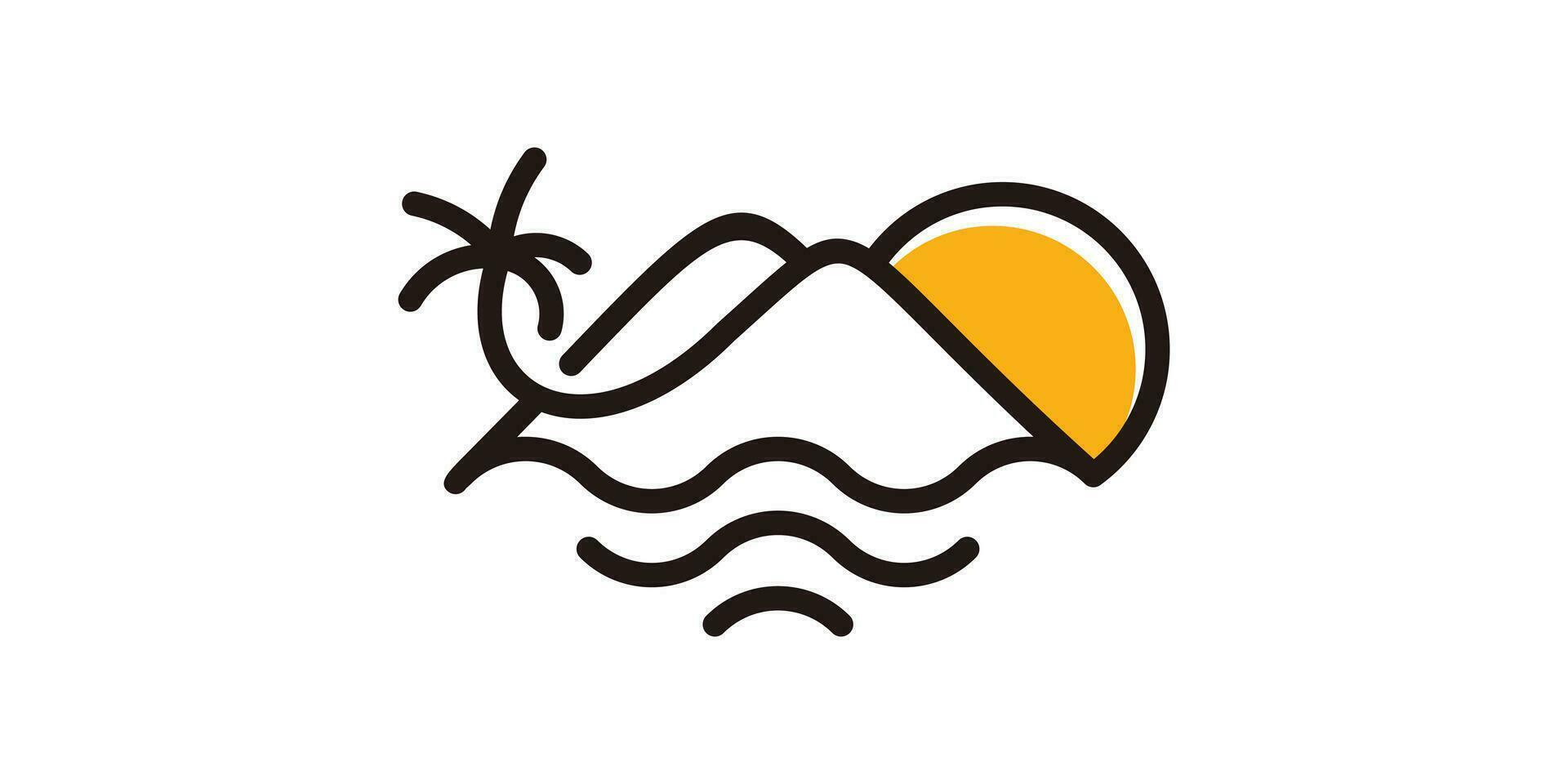 logotyp design för soluppgång visningar på de strand. vektor