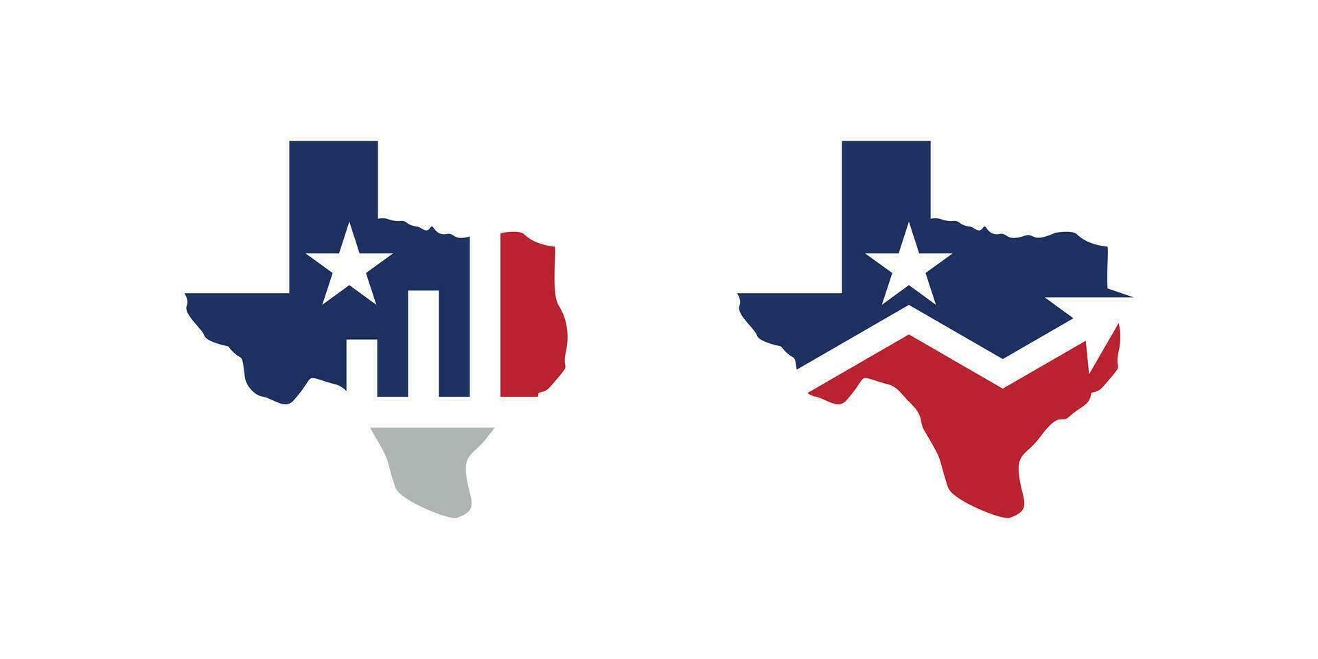 finanziell Design Logo mit Texas Karte Elemente mit Finanzen Grafik. vektor