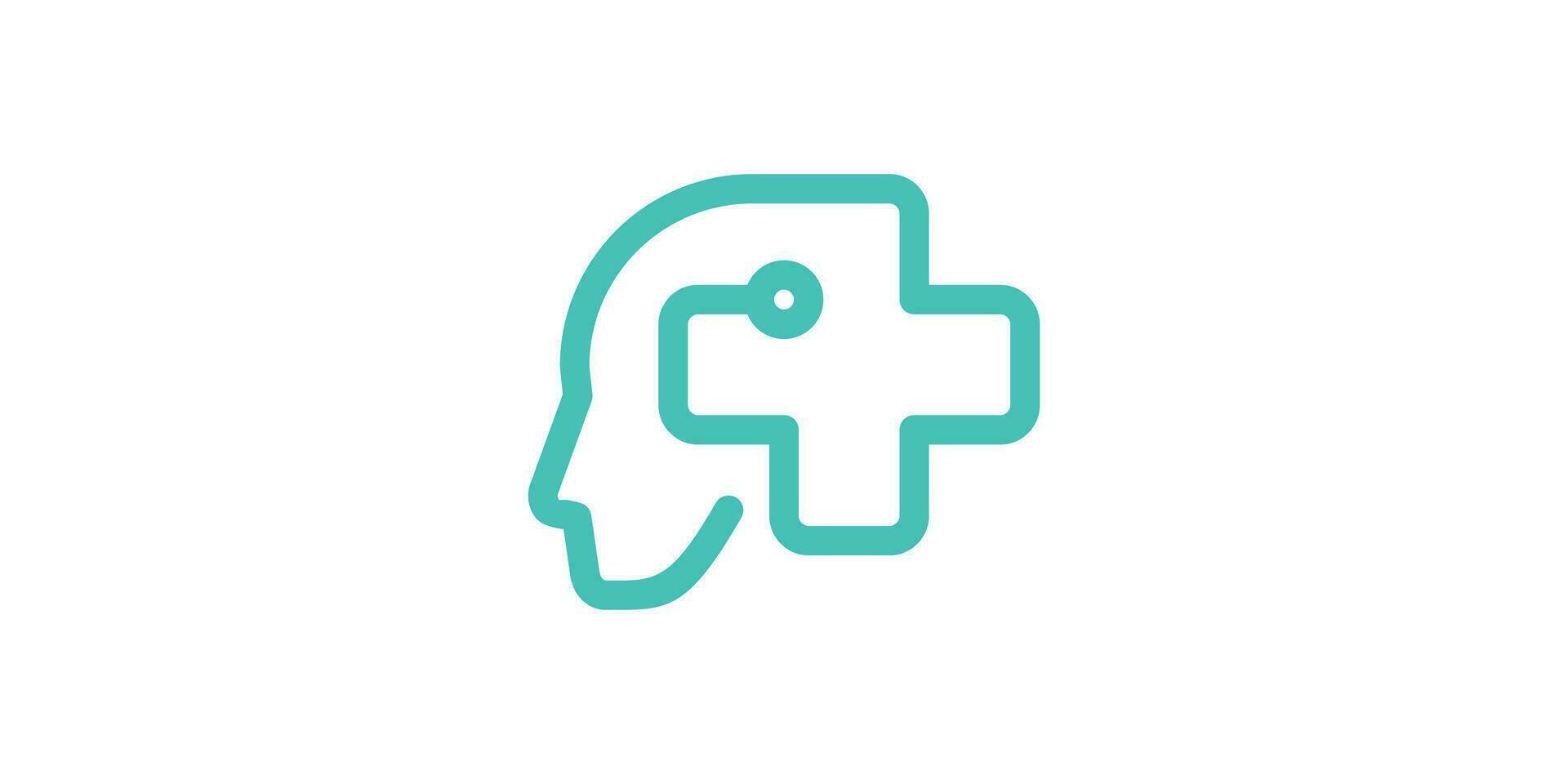 Logo Design Kombination von Mensch Kopf mit Plus Zeichen zum mental Gesundheit Logo. vektor