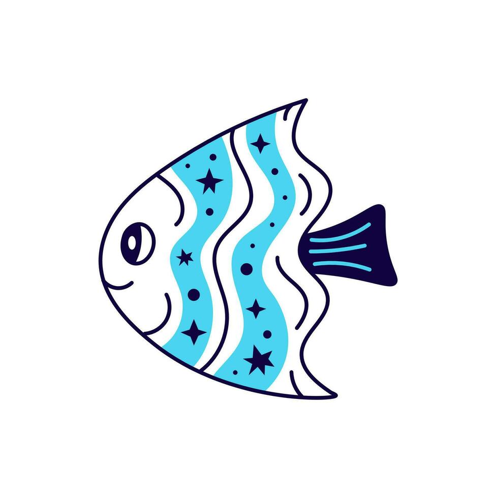 söt fisk karaktär i klotter stil vektor
