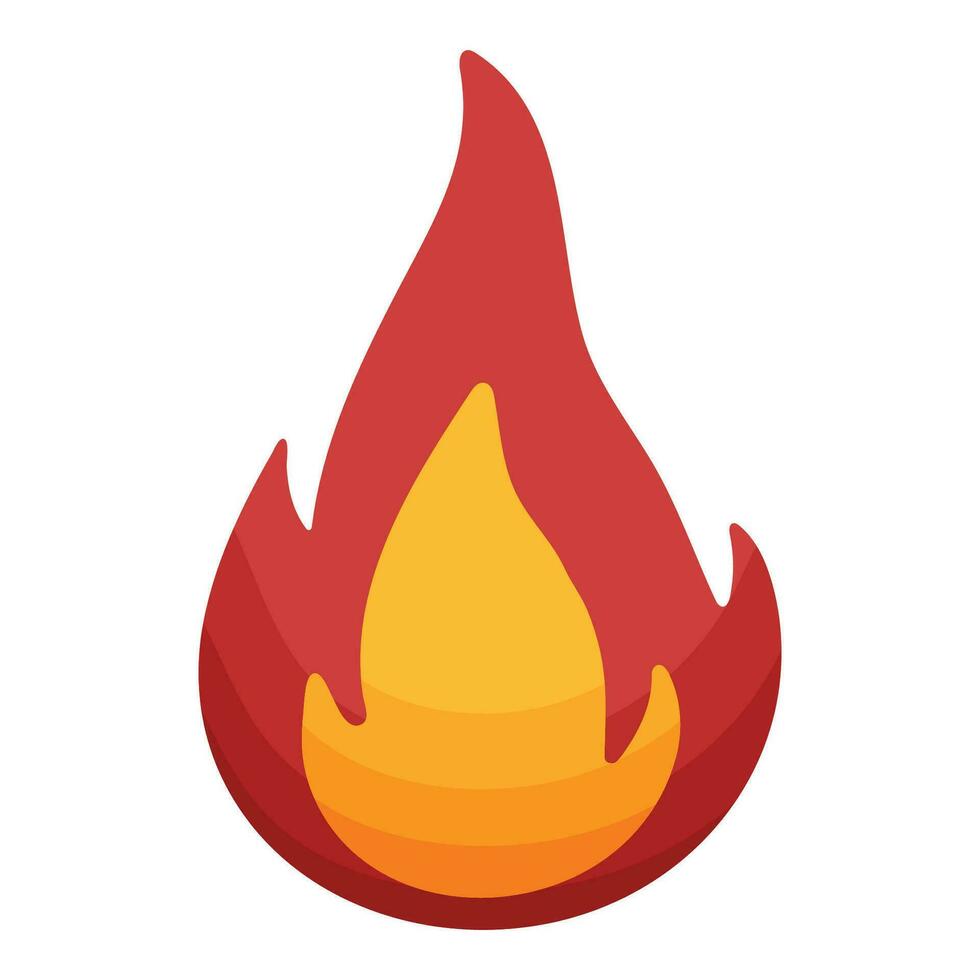 Vektor Feuer, Flamme. rot Flamme im abstrakt Stil auf Weiß Hintergrund. eben Feuer