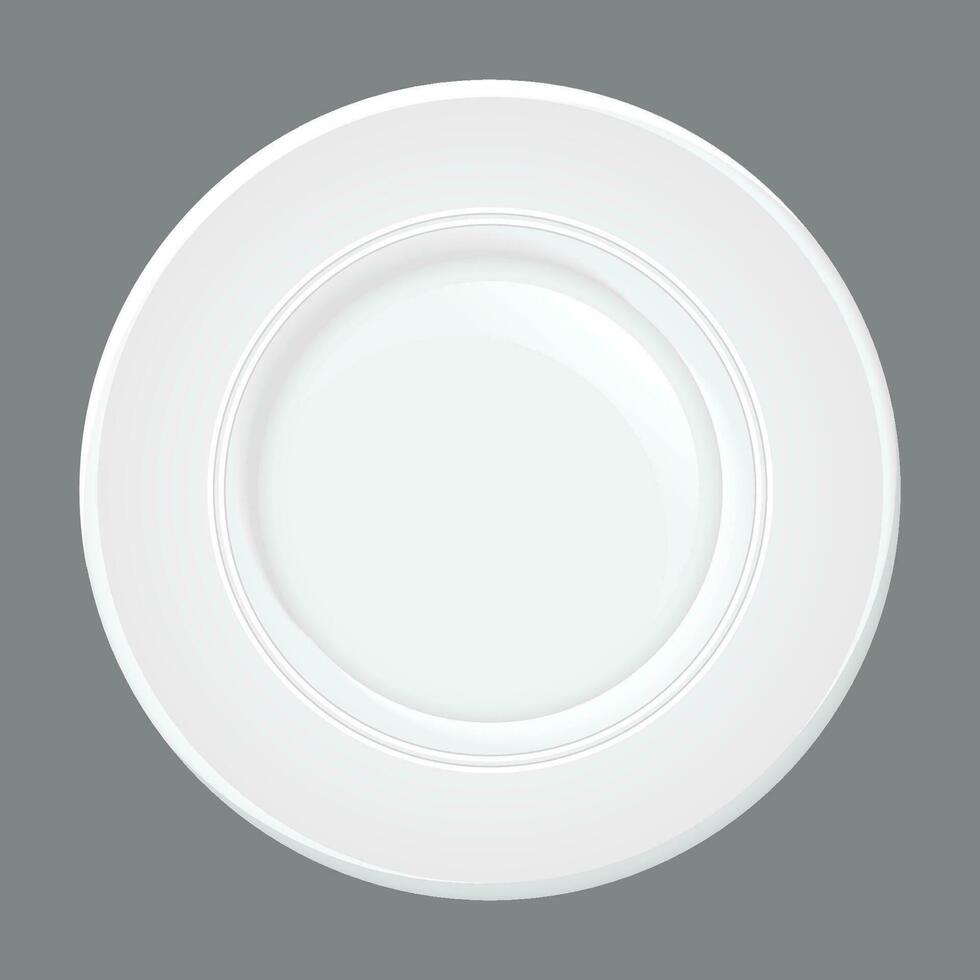 Vektor realistisch Weiß Teller isoliert auf Weiß