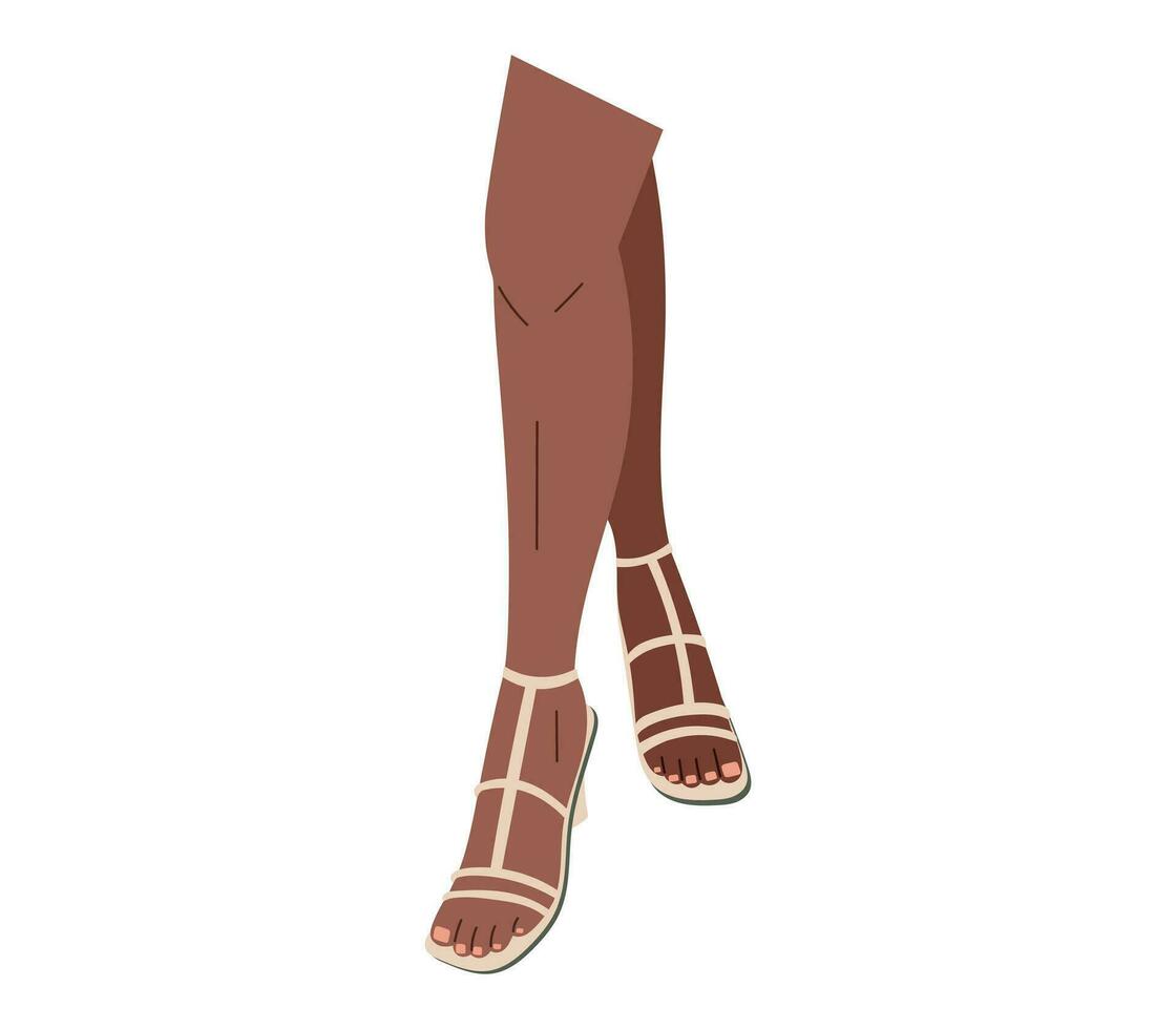 kvinnor skön smal ben i vit högklackade sandaler. vektor isolerat mode sko illustration.