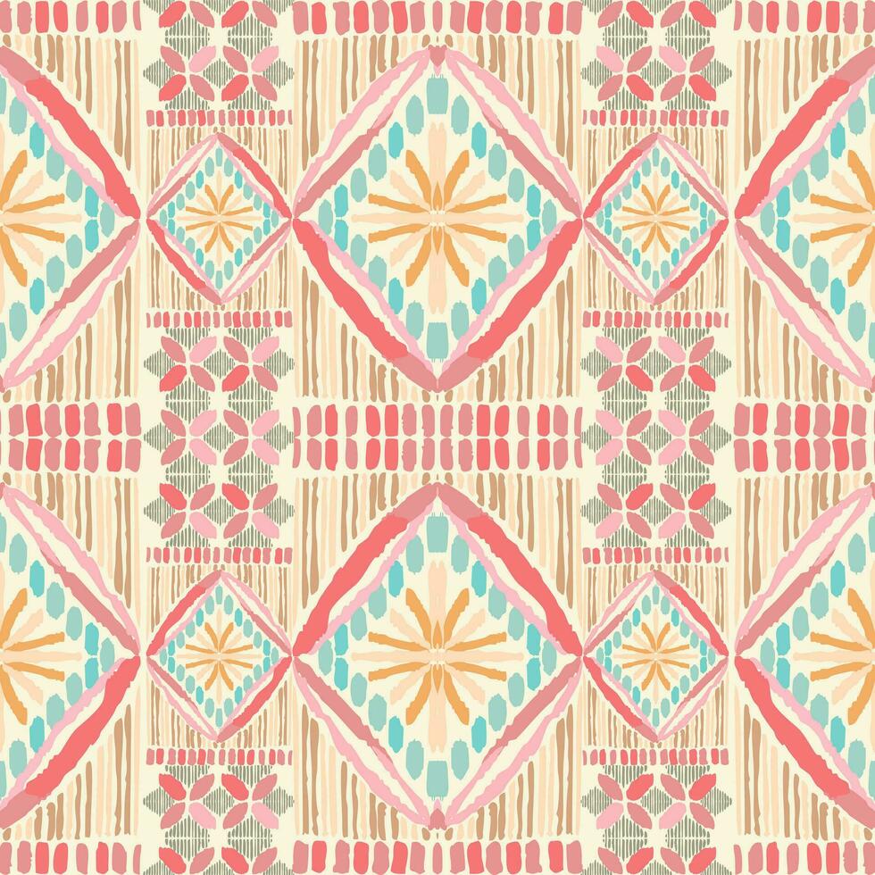 ikat blommig paisley broderi på svart bakgrund.geometrisk etnisk orientalisk mönster traditionell.aztec stil abstrakt vektor illustration.design för textur, tyg, kläder, inslagning, dekoration, matta.