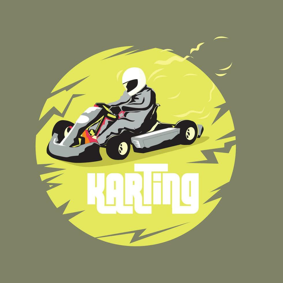 karts tävlings bricka illustration på gul cirkel. eps formatera vektor