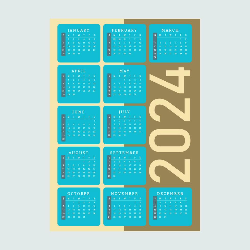 2024 kalender redigerbar vektor