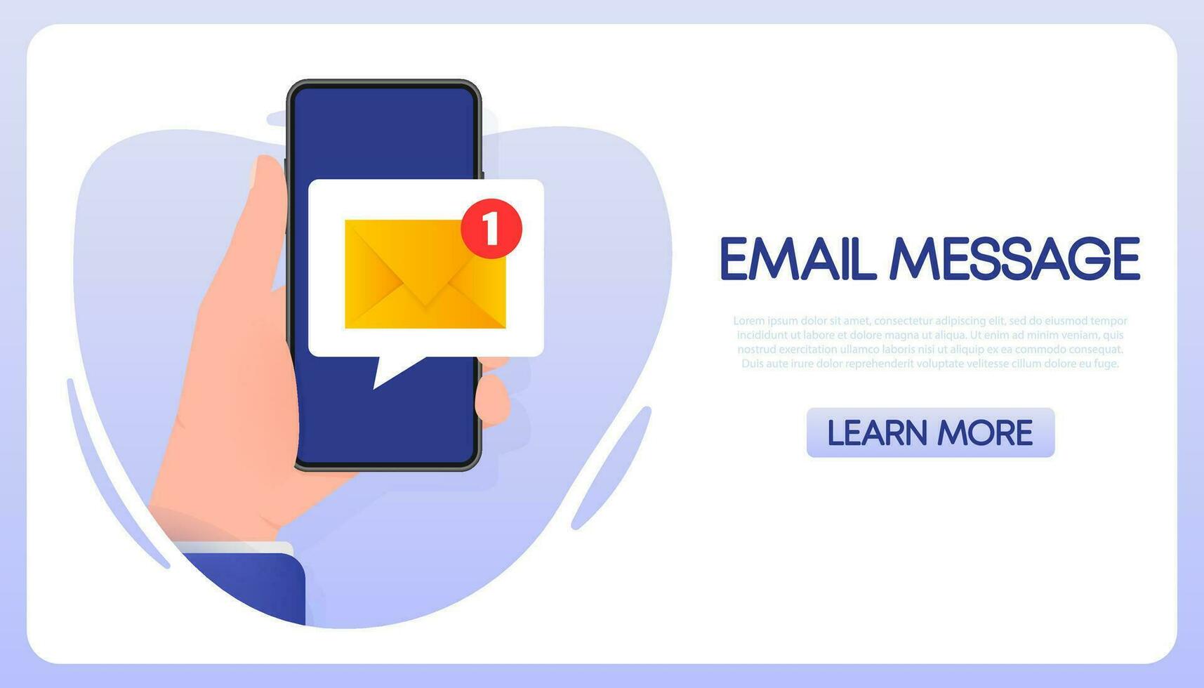 Hand hält Telefon mit Mail Post Neu Botschaft auf Weiß Hintergrund. Vektor Illustration.