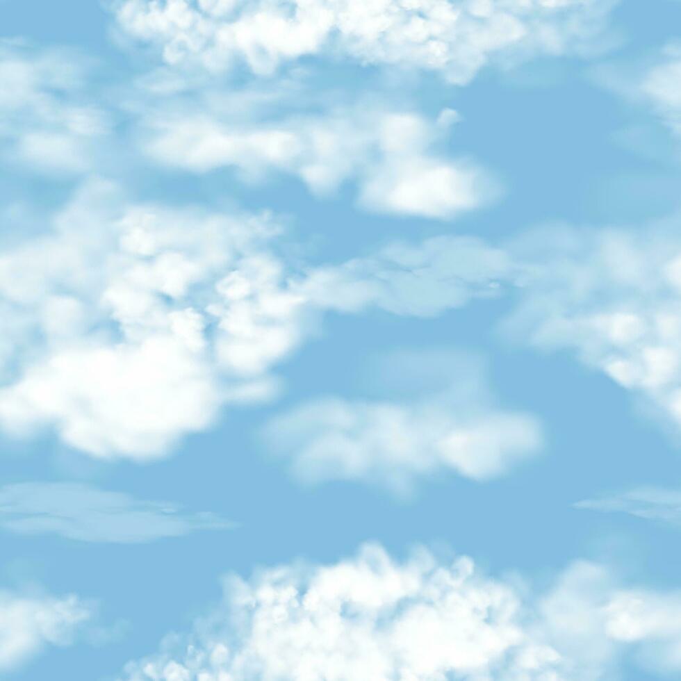 sömlös mönster moln på blå himmel. vektor bakgrund