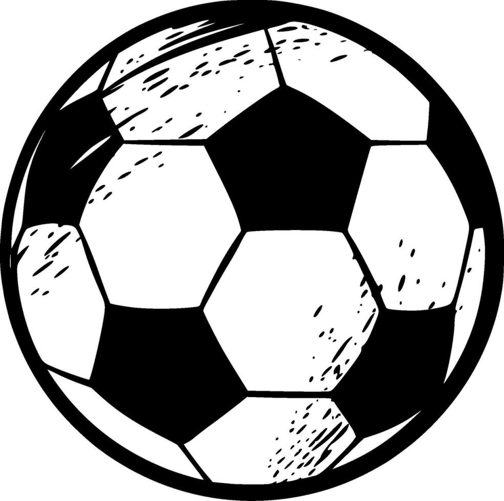 fotboll - svart och vit isolerat ikon - vektor illustration