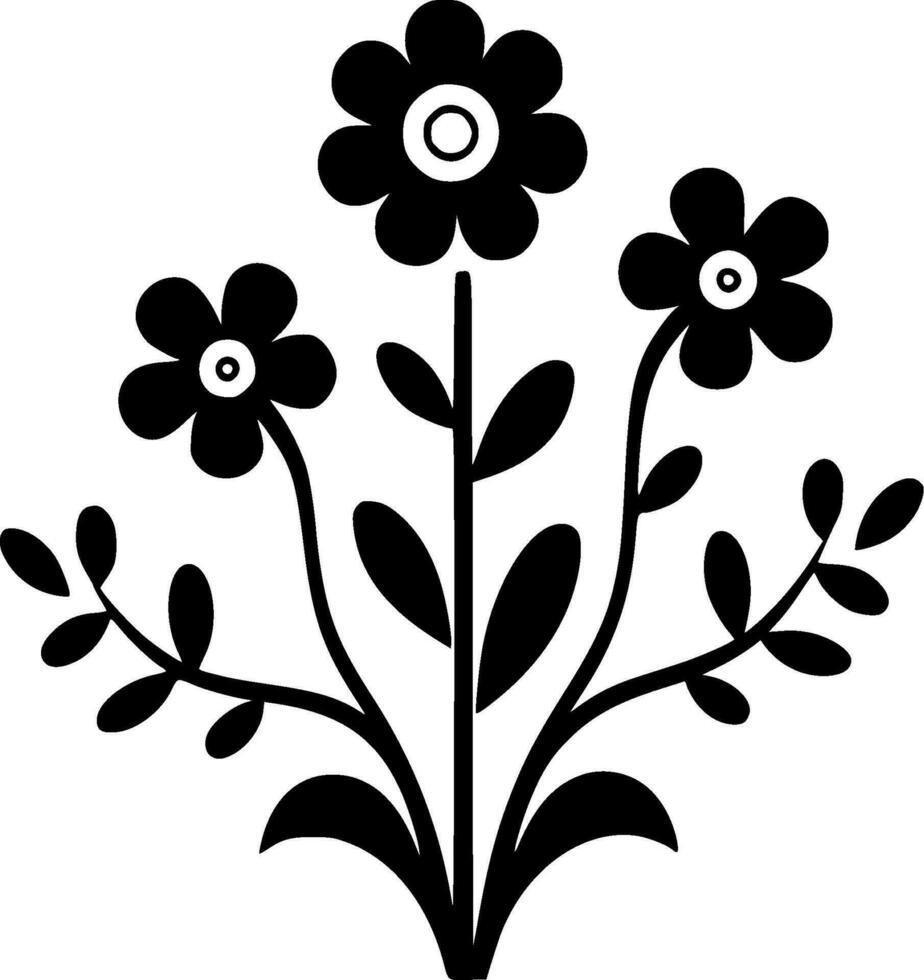 blommor, minimalistisk och enkel silhuett - vektor illustration