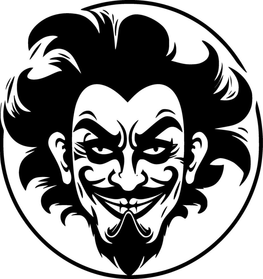 clown - svart och vit isolerat ikon - vektor illustration