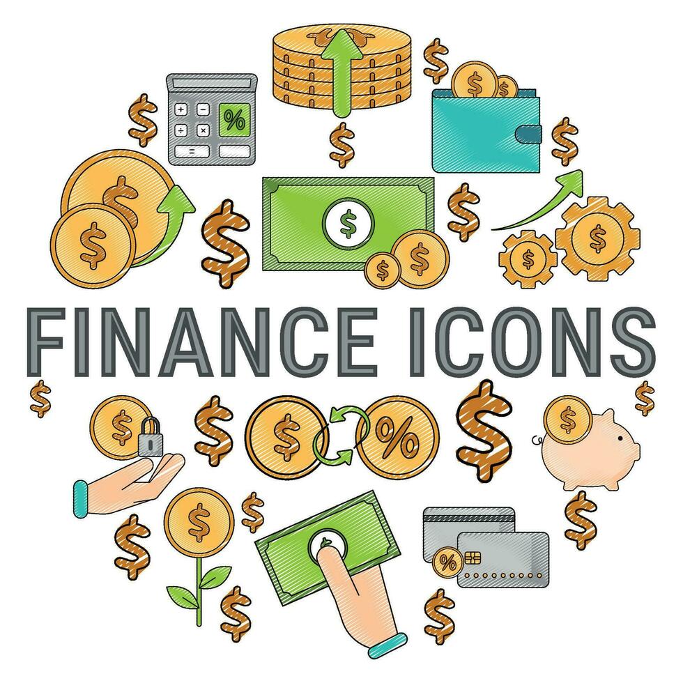 uppsättning av finansiera ikoner vektor