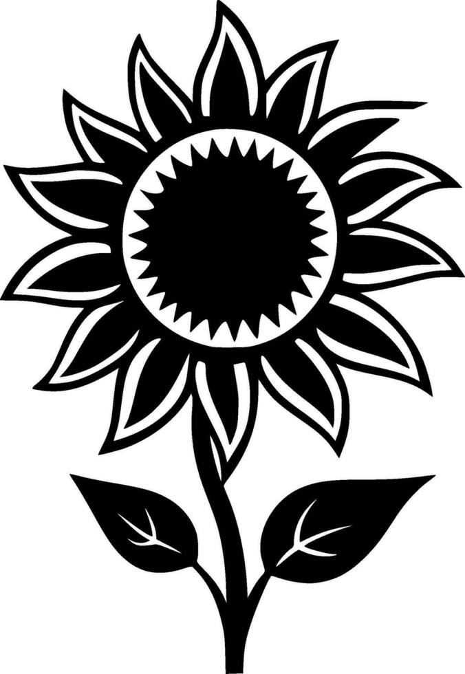 solros - svart och vit isolerat ikon - vektor illustration